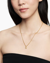 Pavé Initial Pendant in 18K Yellow Gold with Diamond B